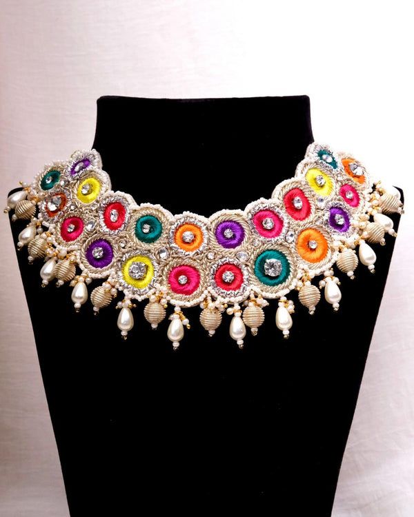 Rangeela Choker Set (Choker, Earrings & Mang Tikka) - TONOTO