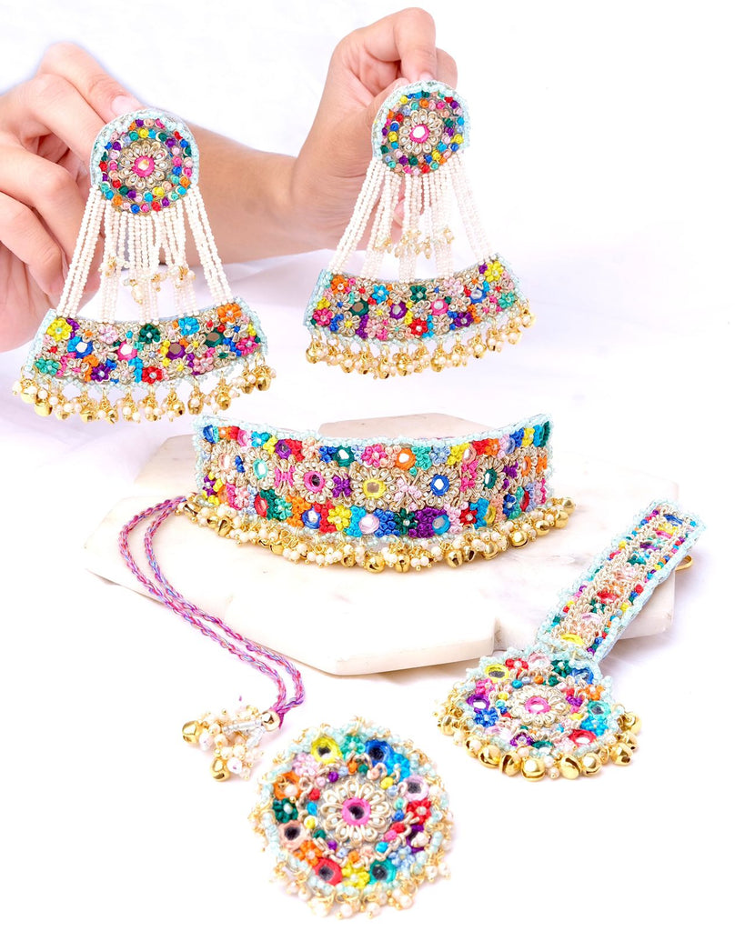 Candy Pop Set (Choker, Earrings, Mang Tikka & Ring) - TONOTO