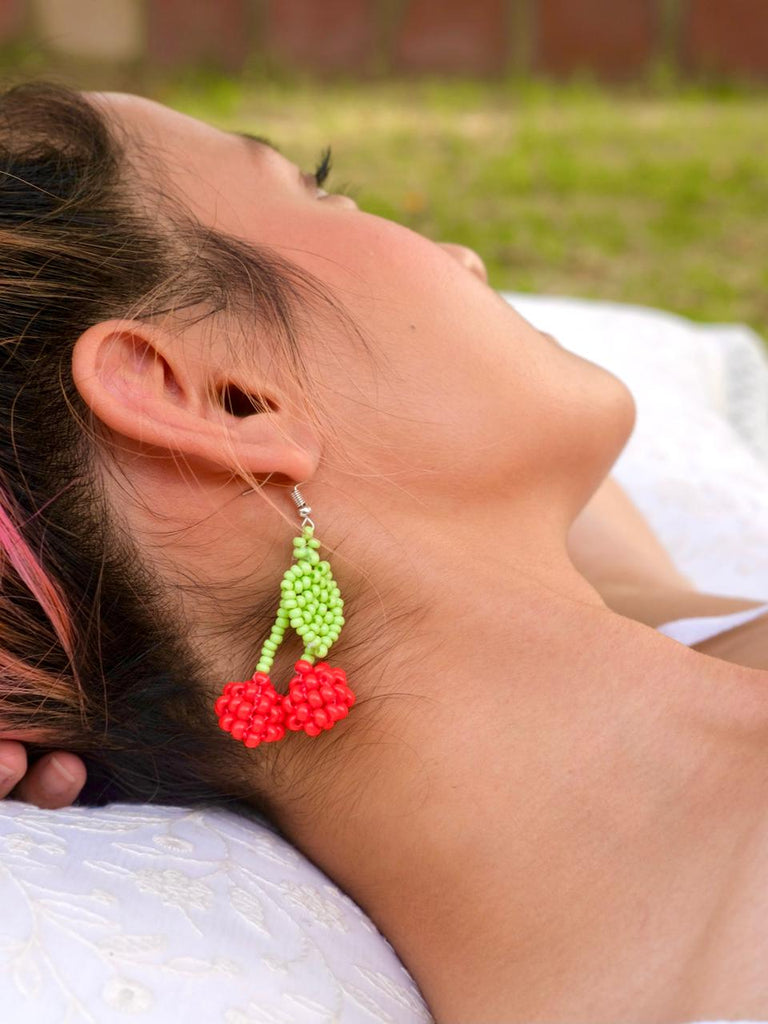 Cherry Beaded Earrings - Tonoto (7722519167222)